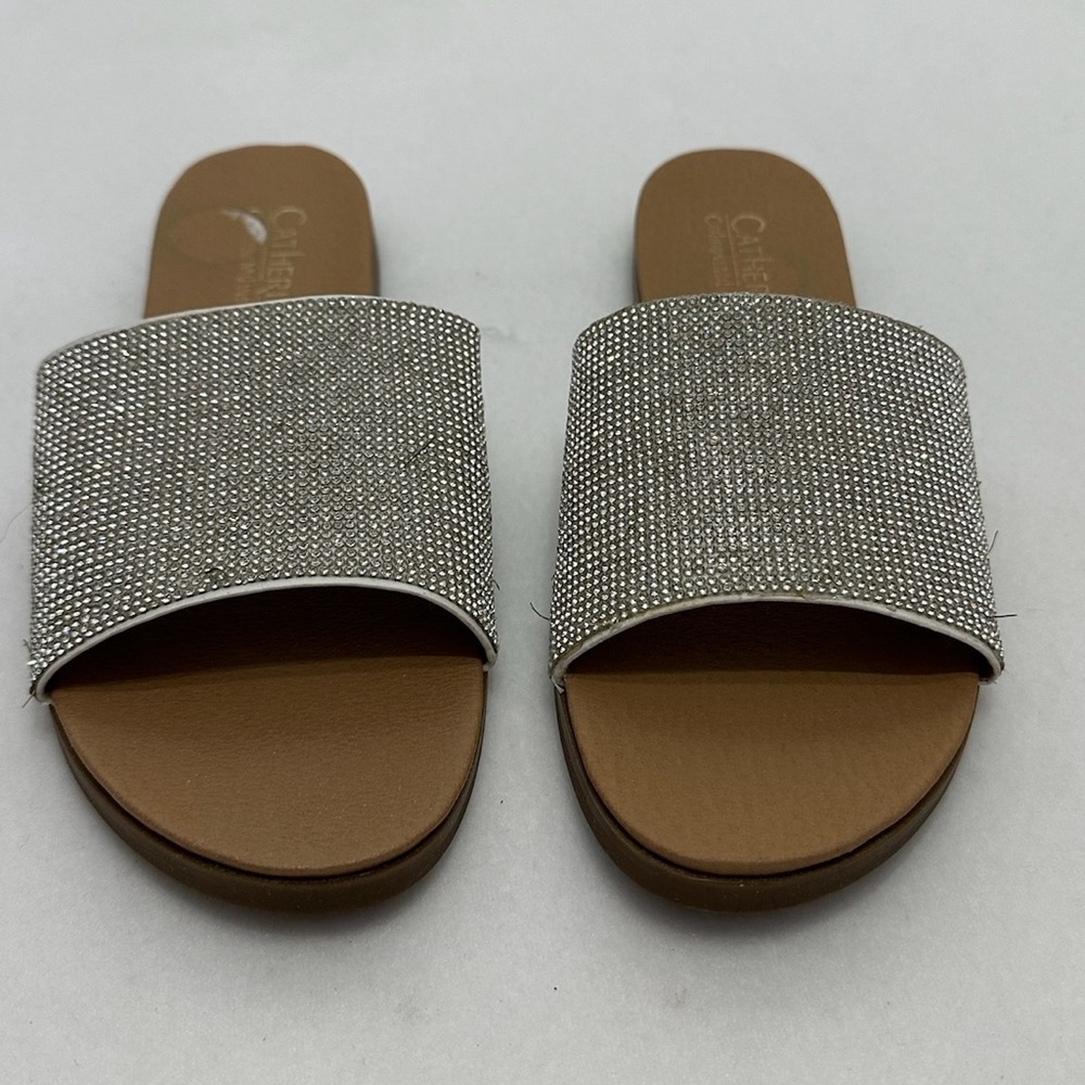 Catherine Malandrino Sparkly Bling Faux Crystal Slides Sandals Size 8 - Picture 2 of 6